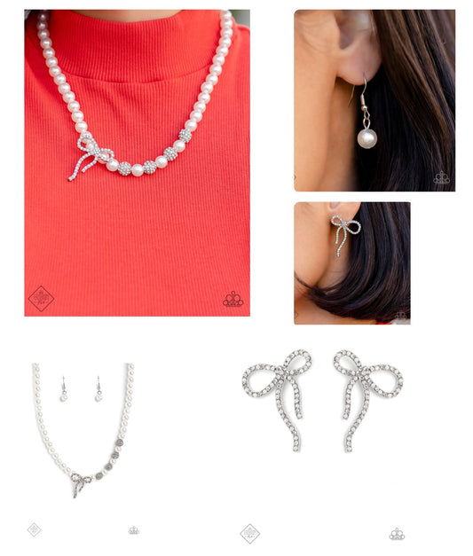 Classy Cadenza White Necklace and Deluxe Duet White Earrings (2022 December Fashion Fix)