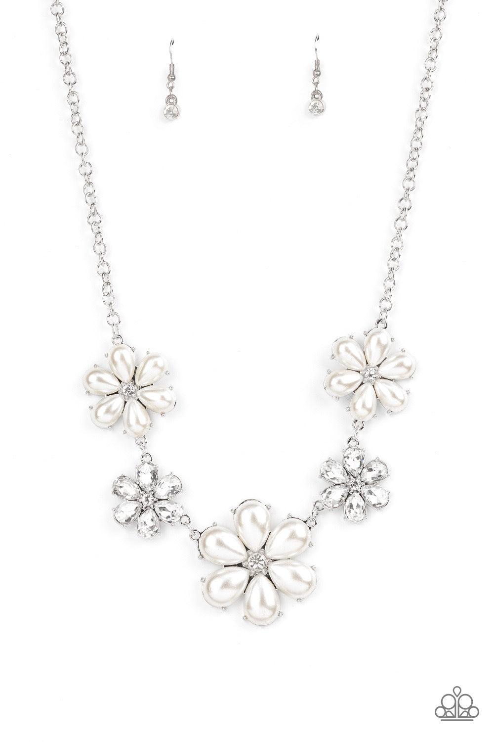 Fiercely Flowering - White - Paparazzi Necklace (December 2021 LOP)