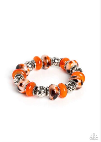 Warped Whimsicality - Orange  Necklace and Warped Wayfarer Orange Bracelet