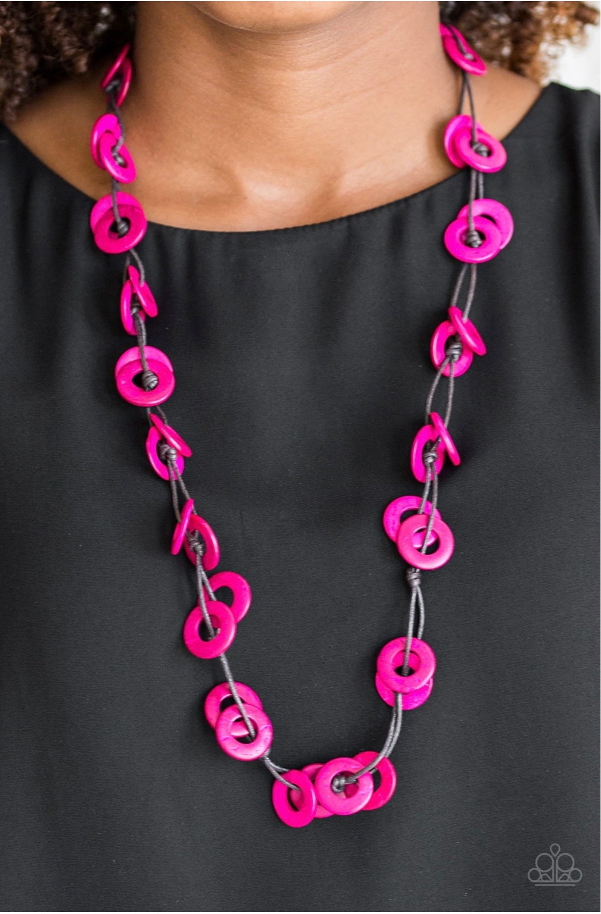 Waikiki Winds - Pink - Wood - Paparazzi Necklace