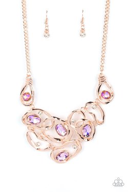 Warp Speed - Rose Gold - Paparazzi Necklace (Life of the Party)