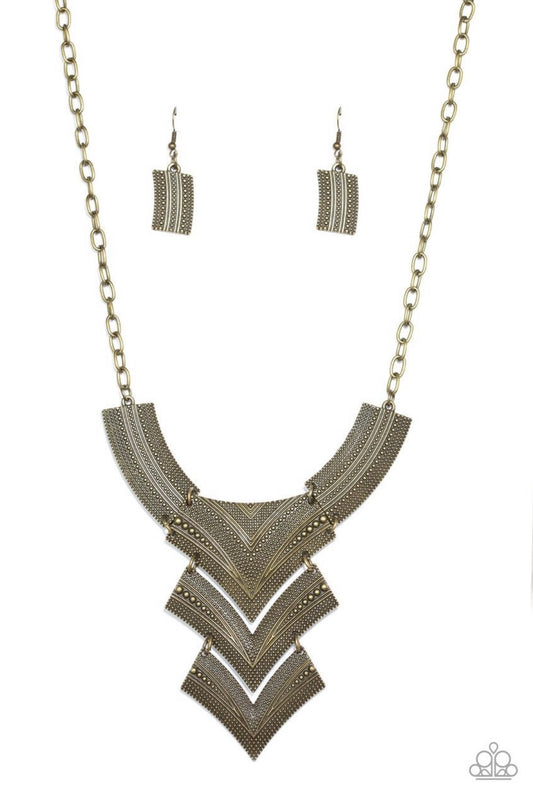 Fiercely Pharaoh - Brass - Paparazzi Necklace