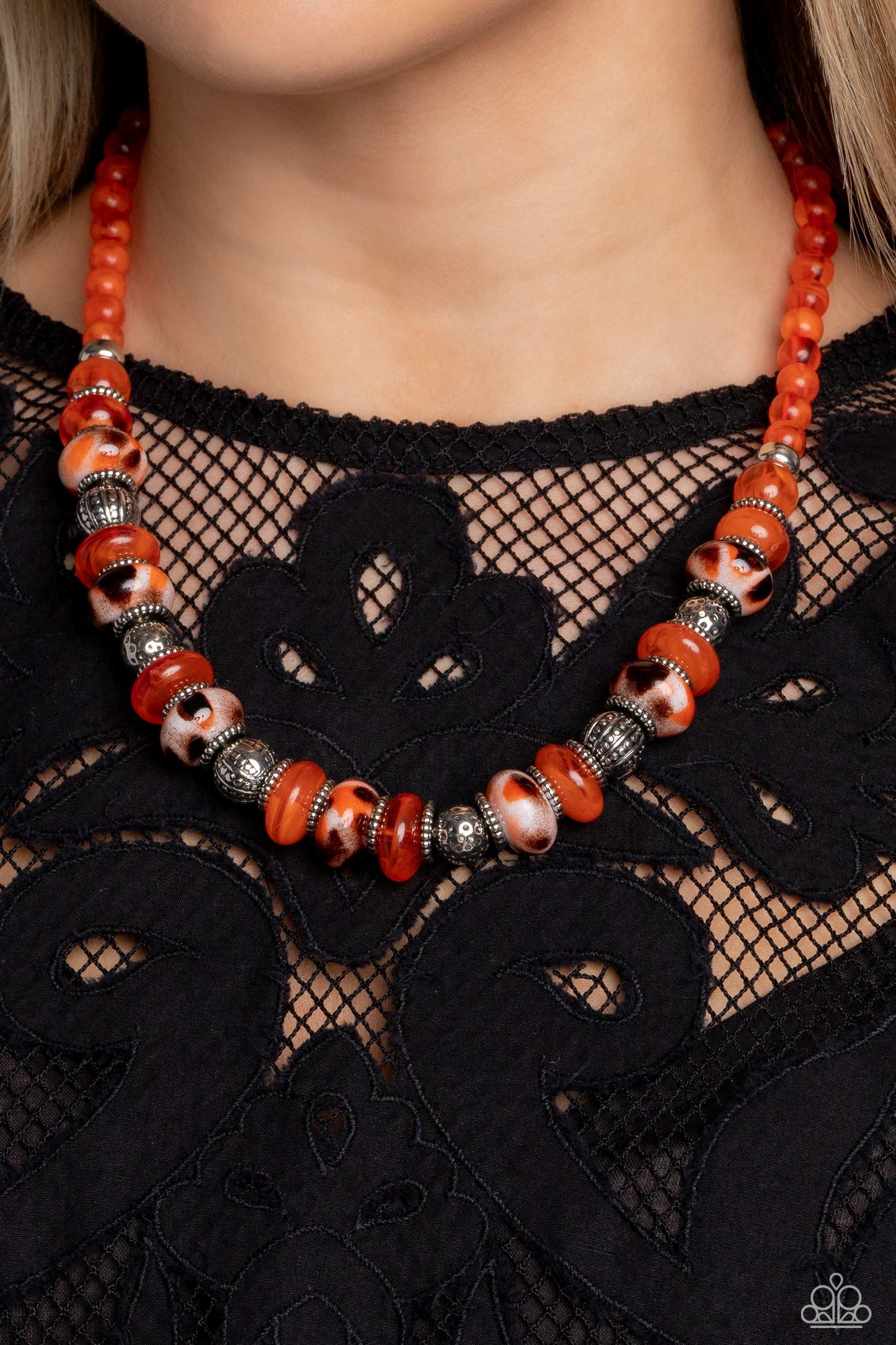 Warped Whimsicality - Orange  Necklace and Warped Wayfarer Orange Bracelet