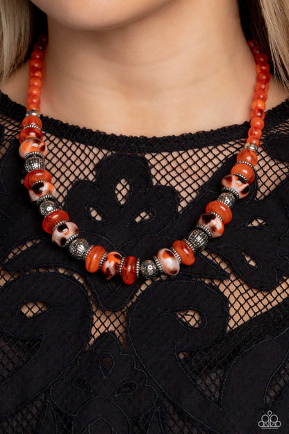 Warped Whimsicality - Orange  Necklace and Warped Wayfarer Orange Bracelet