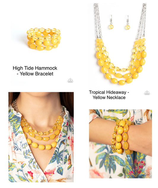 Tropical Hideaway - Yellow Necklace and High Tide Hammock Yellow Bracelet