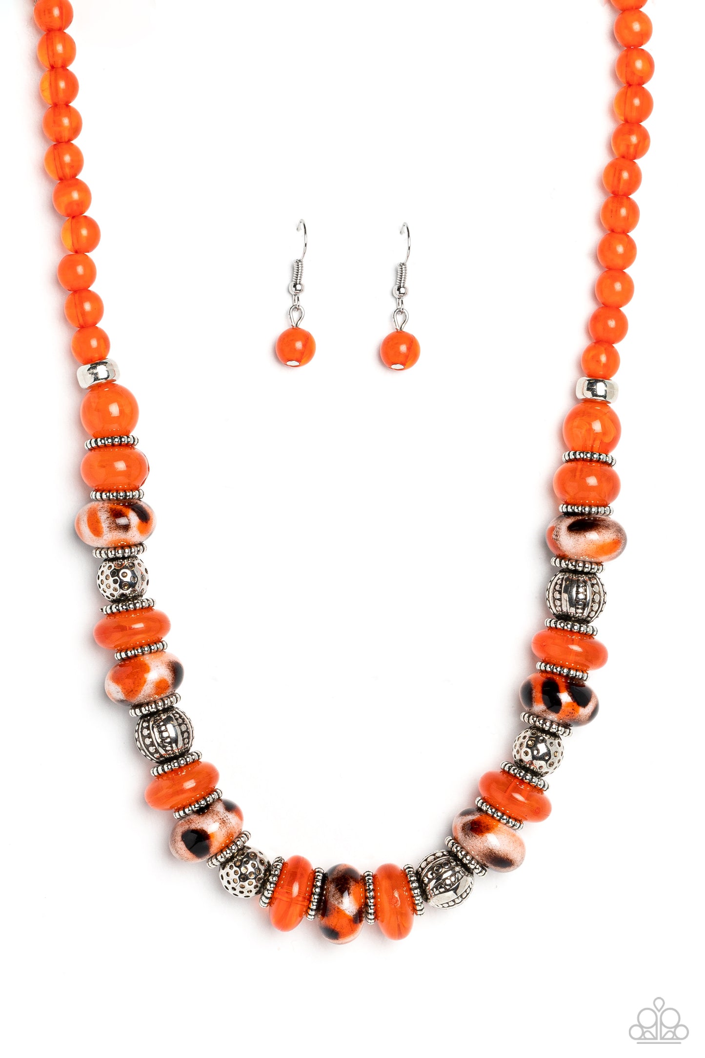 Warped Whimsicality - Orange  Necklace and Warped Wayfarer Orange Bracelet