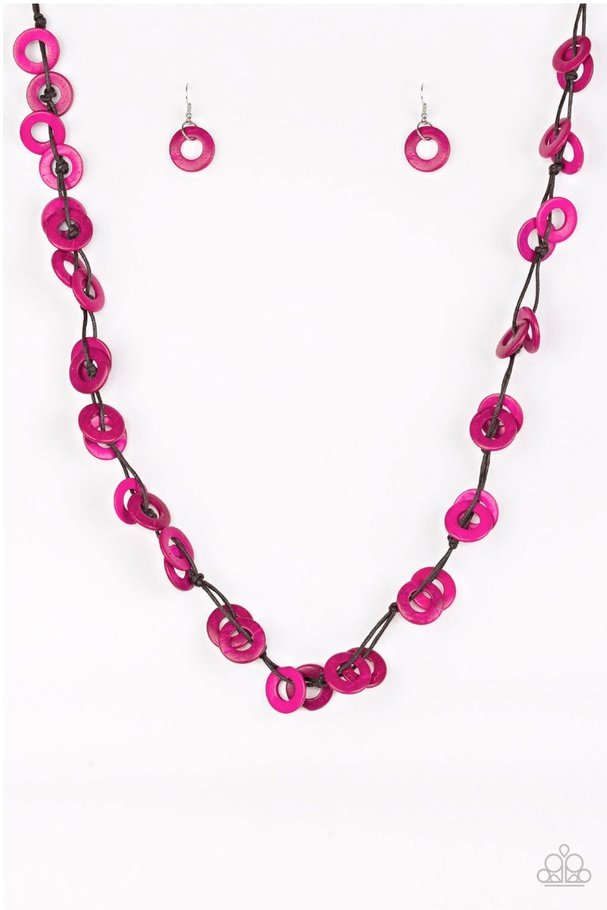 Waikiki Winds - Pink - Wood - Paparazzi Necklace