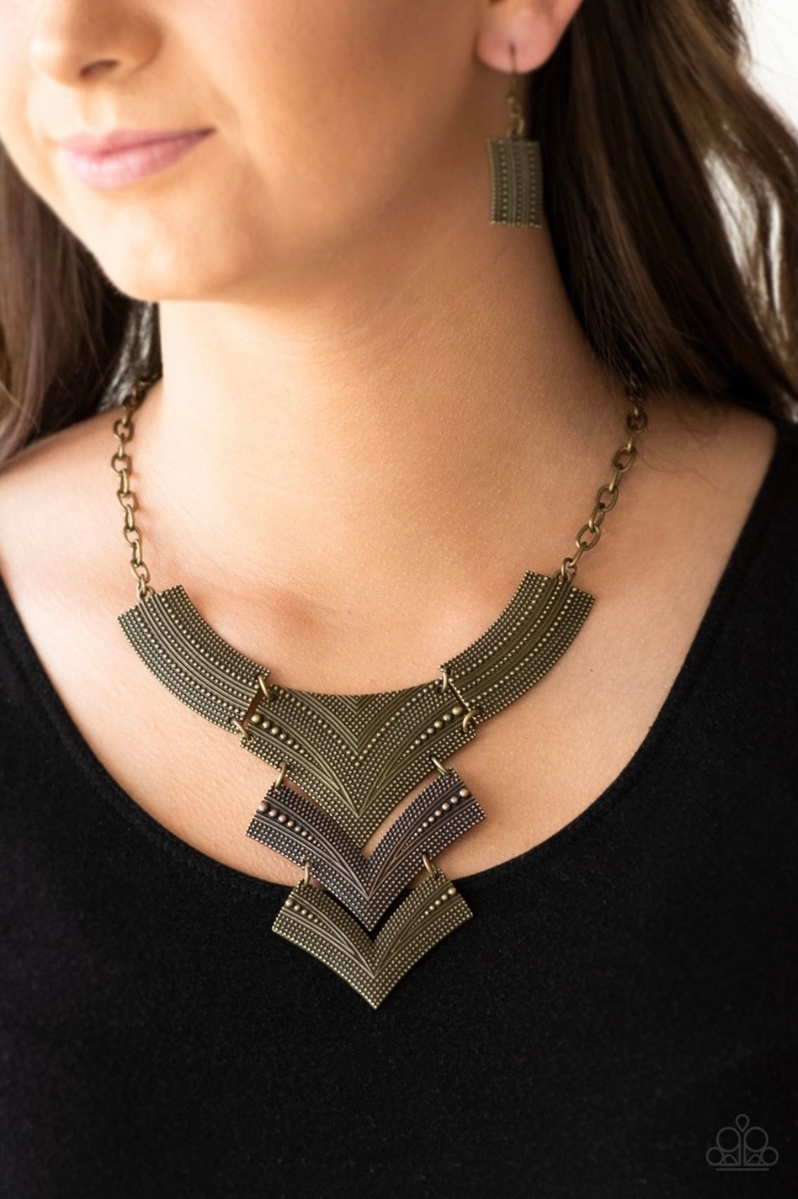 Fiercely Pharaoh - Brass - Paparazzi Necklace